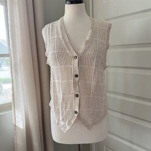 Christopher & Banks Vintage Knit Vest | Medium | Cream